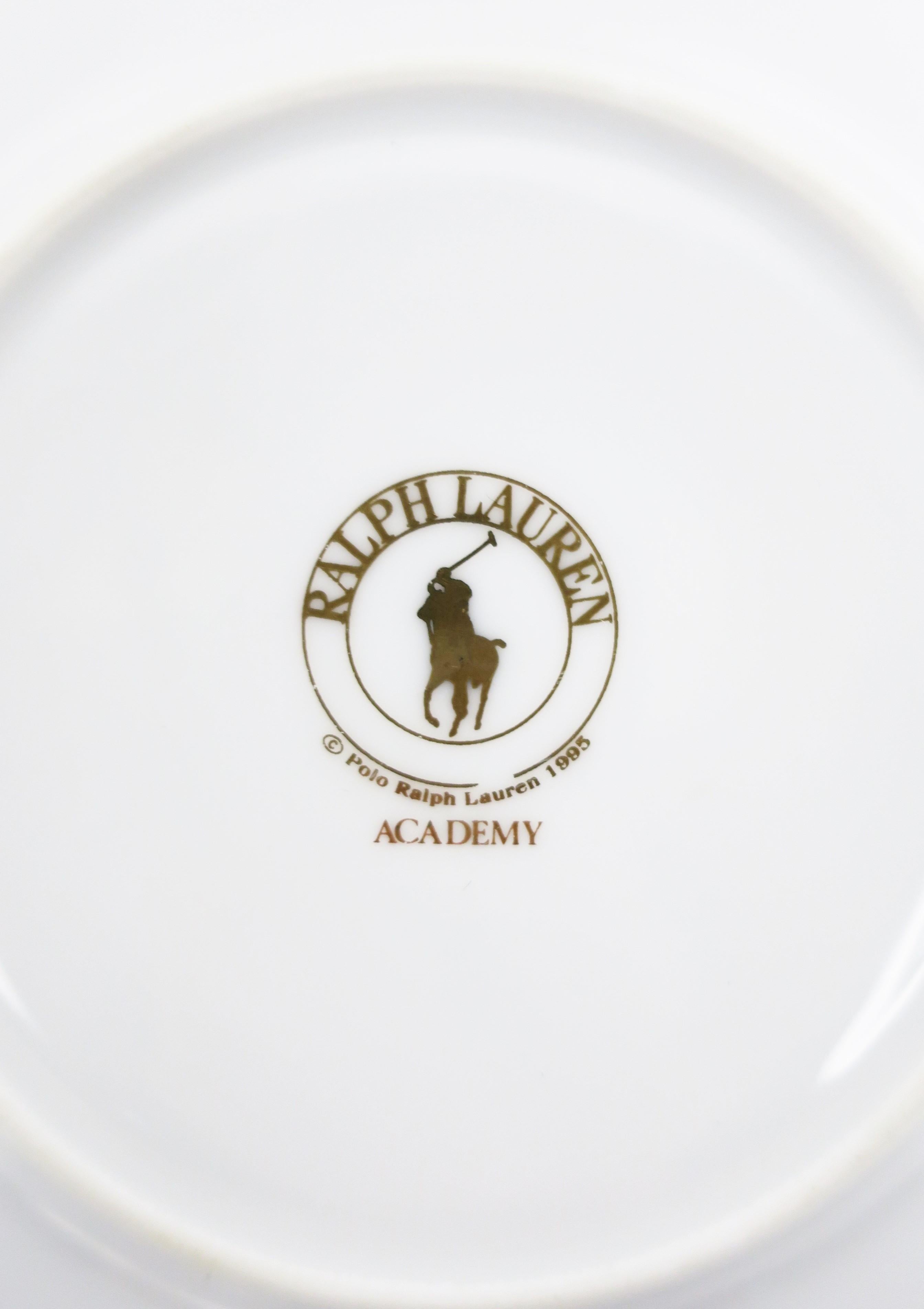 Ralph Lauren Appetizer Plates White and Gold Porcelain, 1990s 2