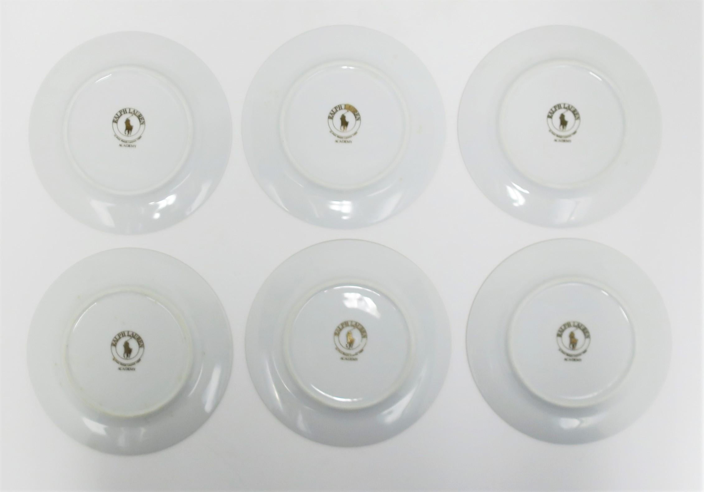 Ralph Lauren Appetizer Plates White and Gold Porcelain, 1990s 3