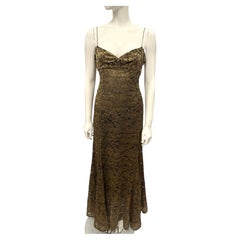Ralph Lauren Archival 1990's maxi abito in pizzo con filo d'oro
