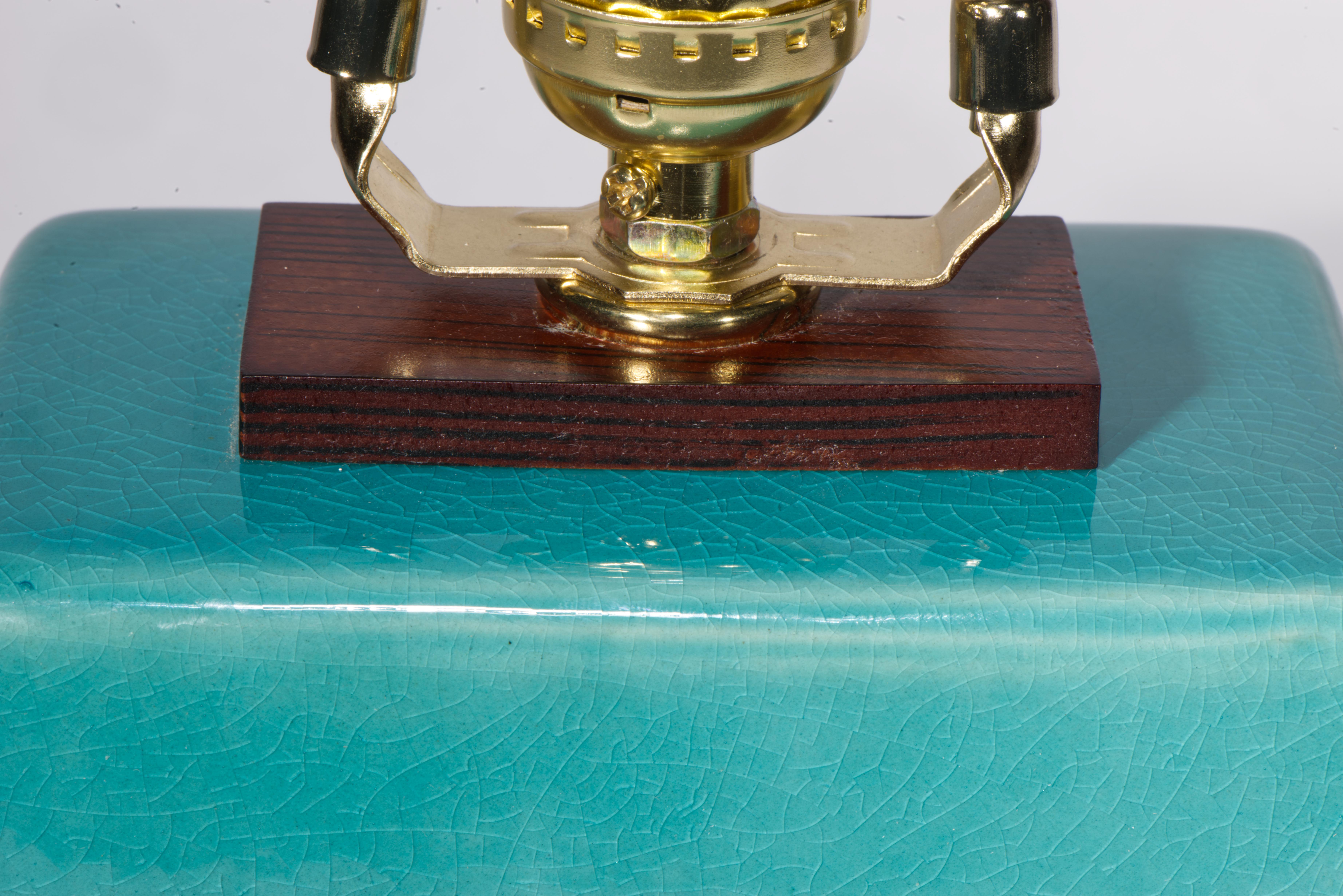 Lampada da tavolo Ralph Lauren Art Deco Smalto blu turchese craquelure in vendita 4