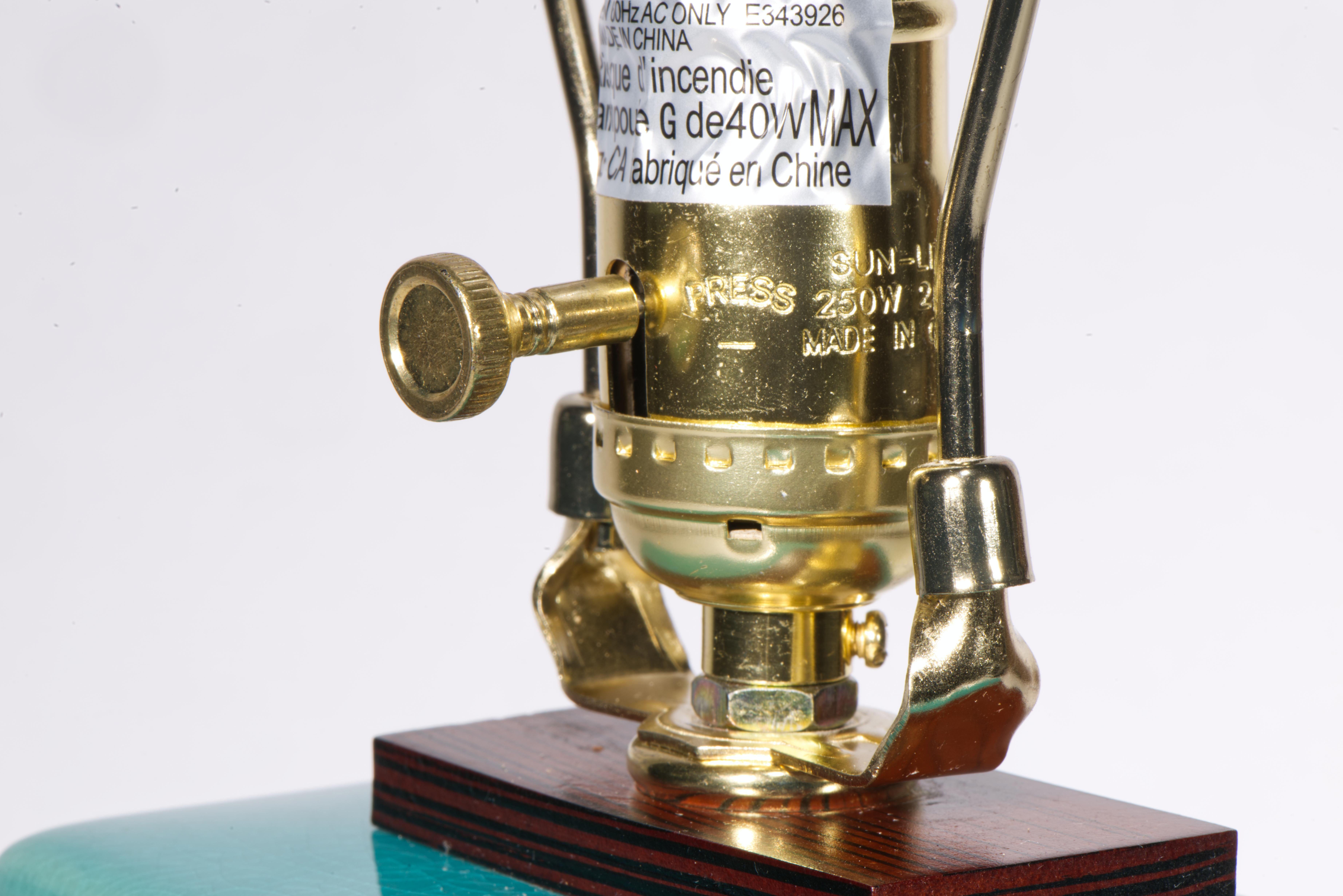 Lampada da tavolo Ralph Lauren Art Deco Smalto blu turchese craquelure in vendita 5