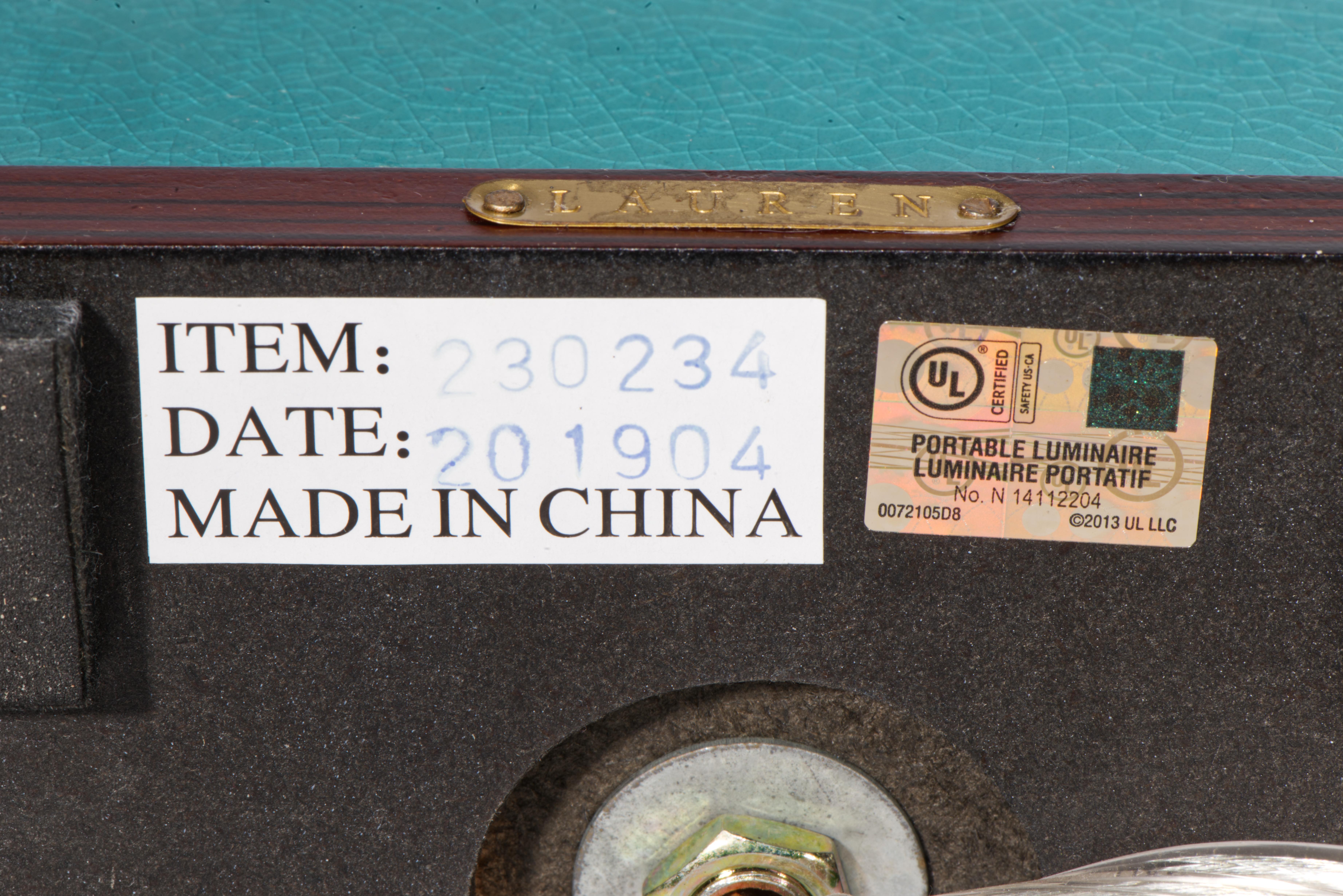 Lampada da tavolo Ralph Lauren Art Deco Smalto blu turchese craquelure in vendita 6