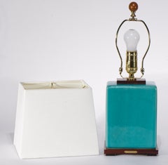 Ralph Lauren Lámpara de Sobremesa Art Decó Azul Turquesa Esmalte Craquelado