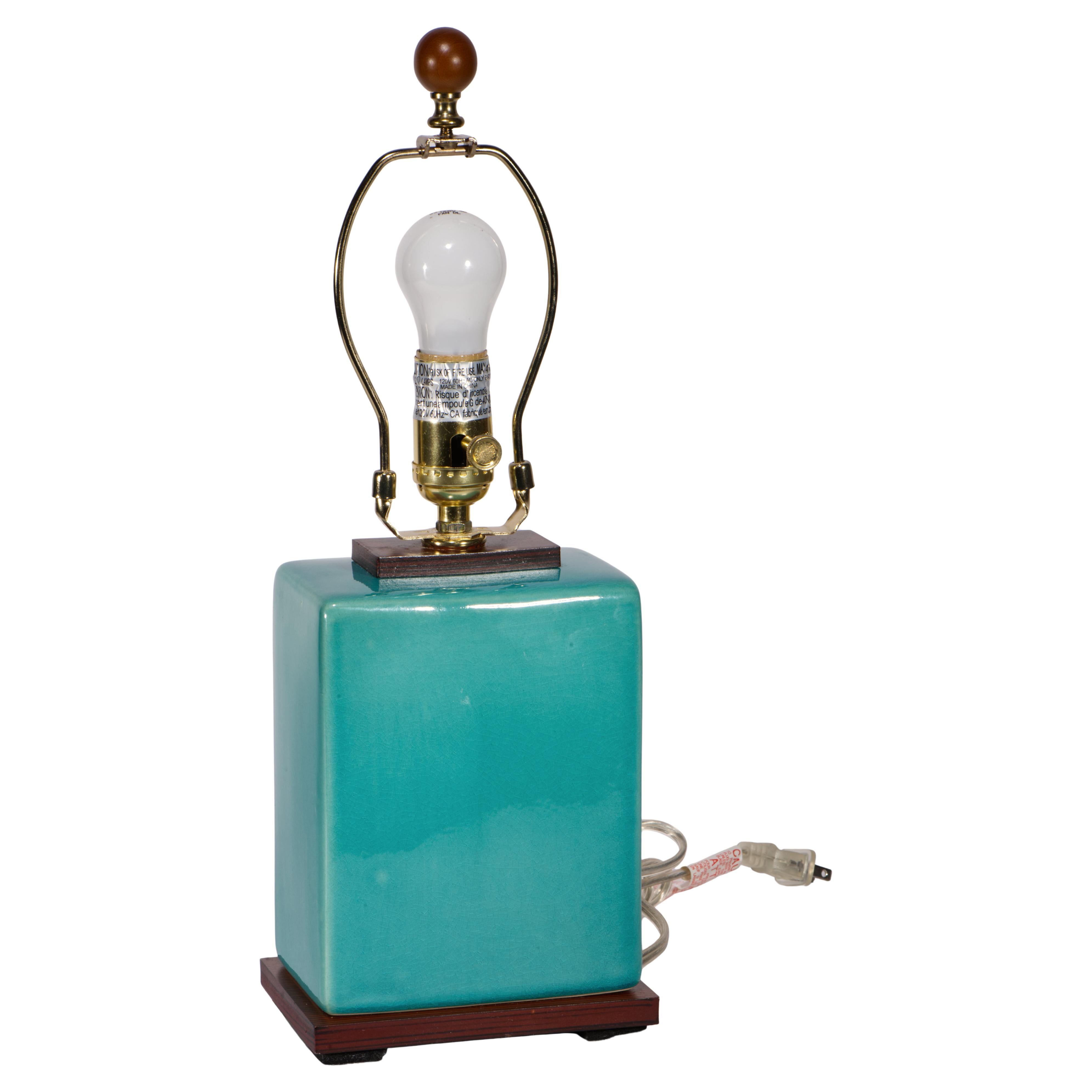 Lampada da tavolo Ralph Lauren Art Deco Smalto blu turchese craquelure in vendita