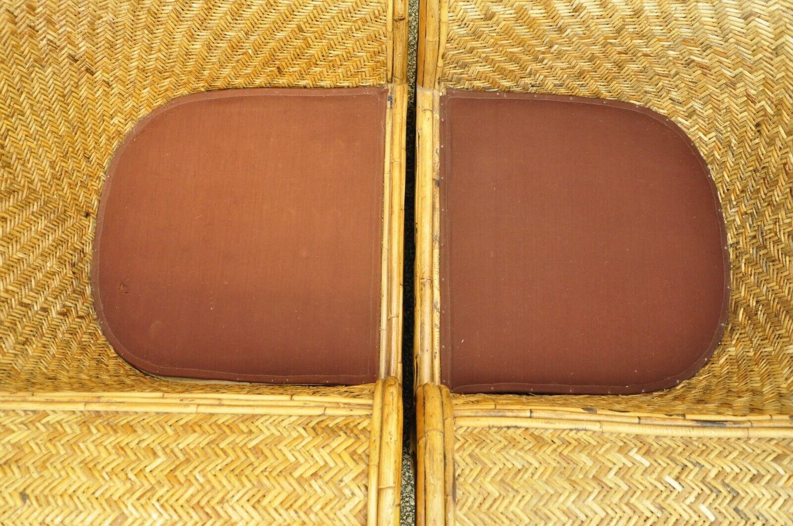 Ralph Lauren Attr. Large Woven Wicker Rattan Club Lounge Chairs - a Pair For Sale 4