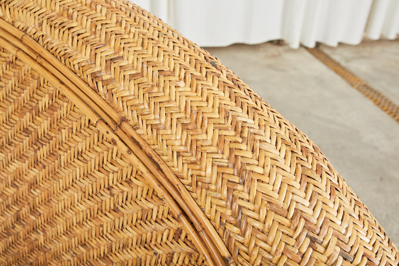 Ralph Lauren Attributed Woven Rattan Bamboo Sofa Settee For Sale 2