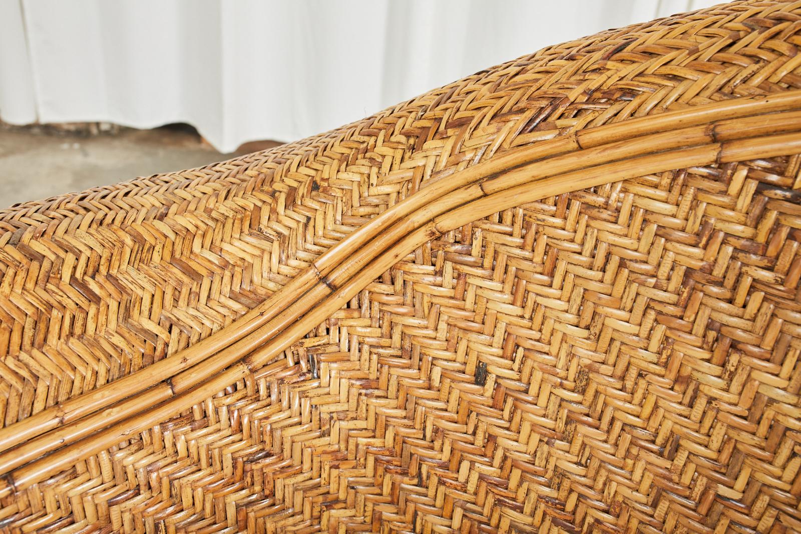 Sofa-Sessel aus gewebtem Rattan und Bambus, Ralph Lauren zugeschrieben im Angebot 4