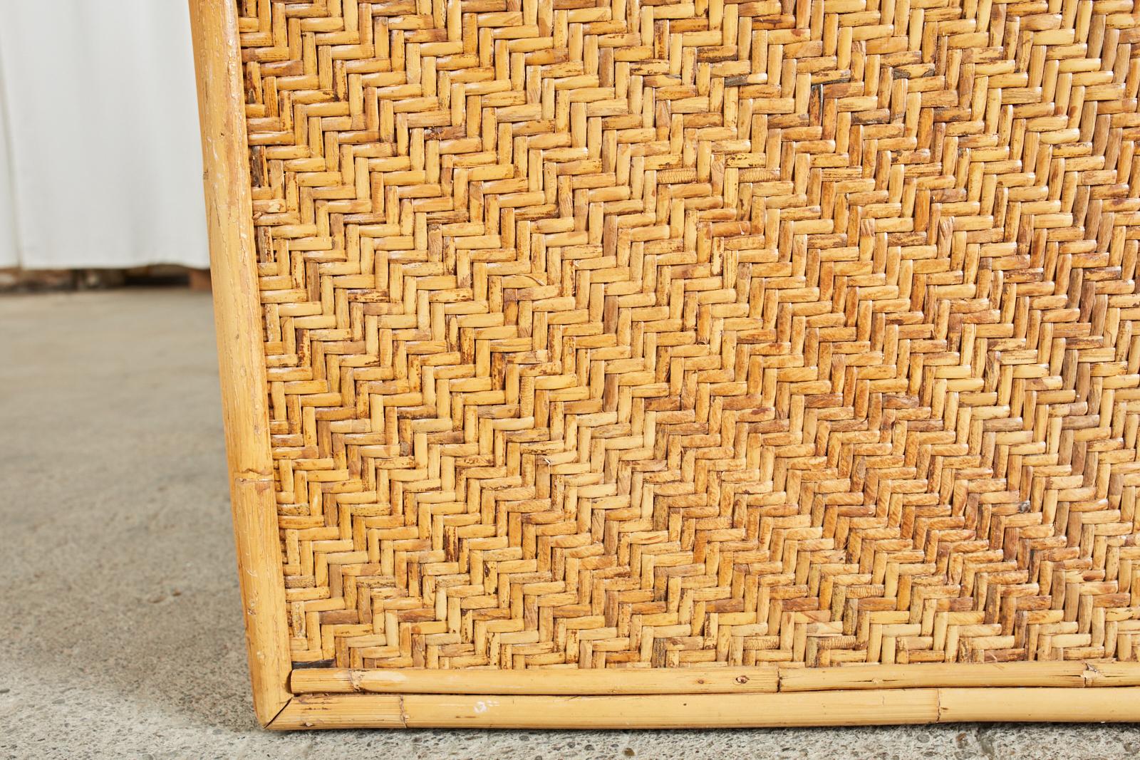Ralph Lauren Attributed Woven Rattan Bamboo Sofa Settee For Sale 5