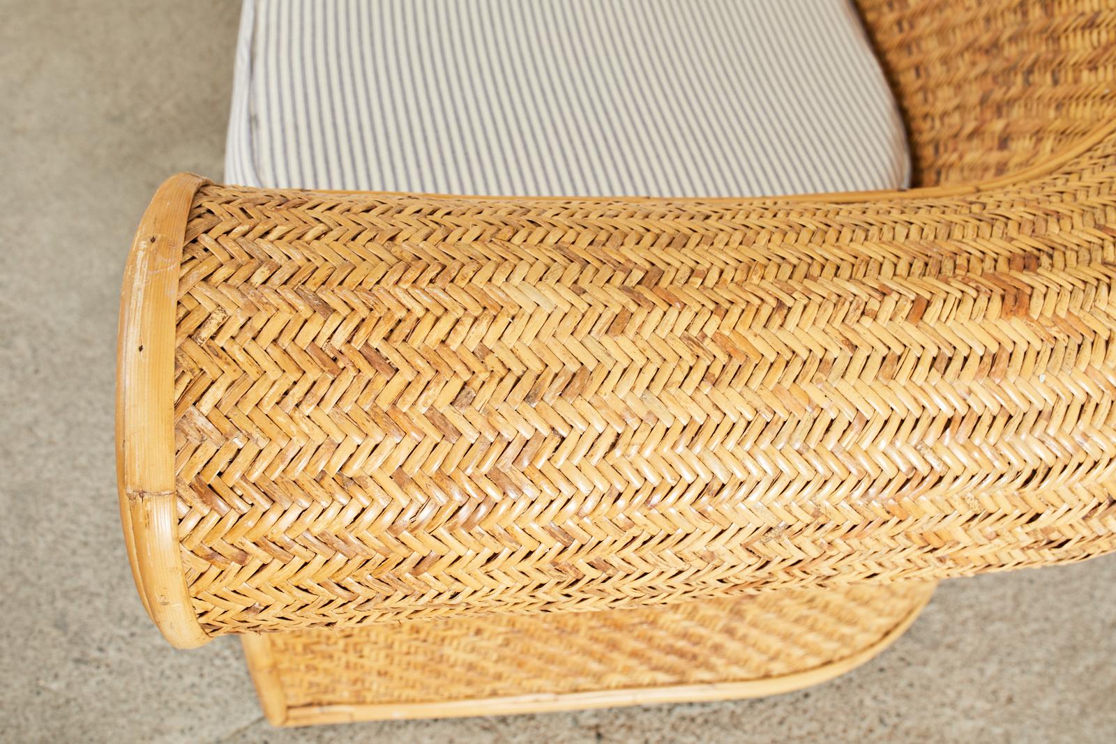 Sofa-Sessel aus gewebtem Rattan und Bambus, Ralph Lauren zugeschrieben im Angebot 2