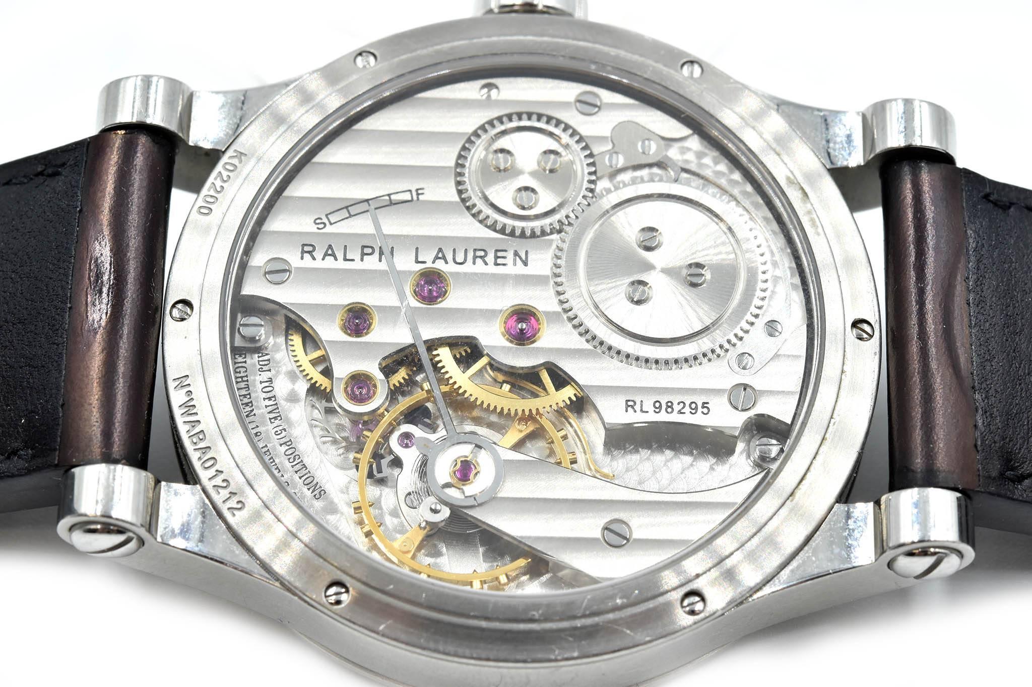 Men's Ralph Lauren Stainless Steel Wood Inlay Automotive automatic Wristwatch  