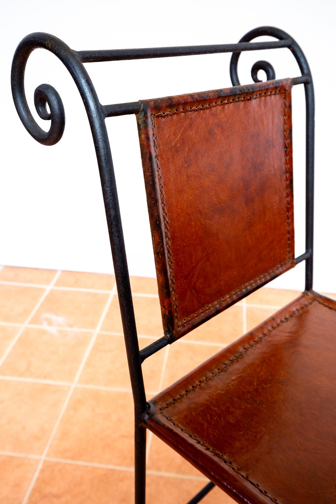 Ralph Lauren Taburetes de bar Cuero tostado Hierro forjado Taburetes de bar Neoclásico en venta 4