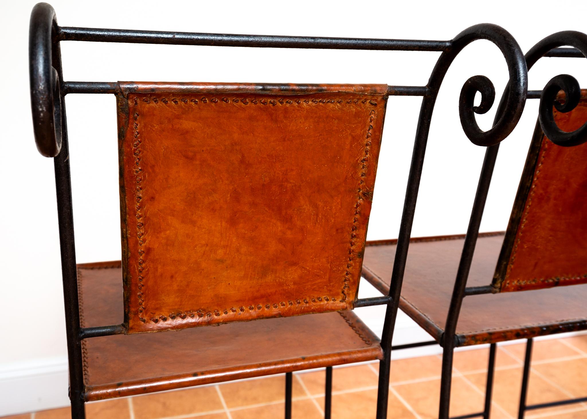 Ralph Lauren Taburetes de bar Cuero tostado Hierro forjado Taburetes de bar Neoclásico en venta 8