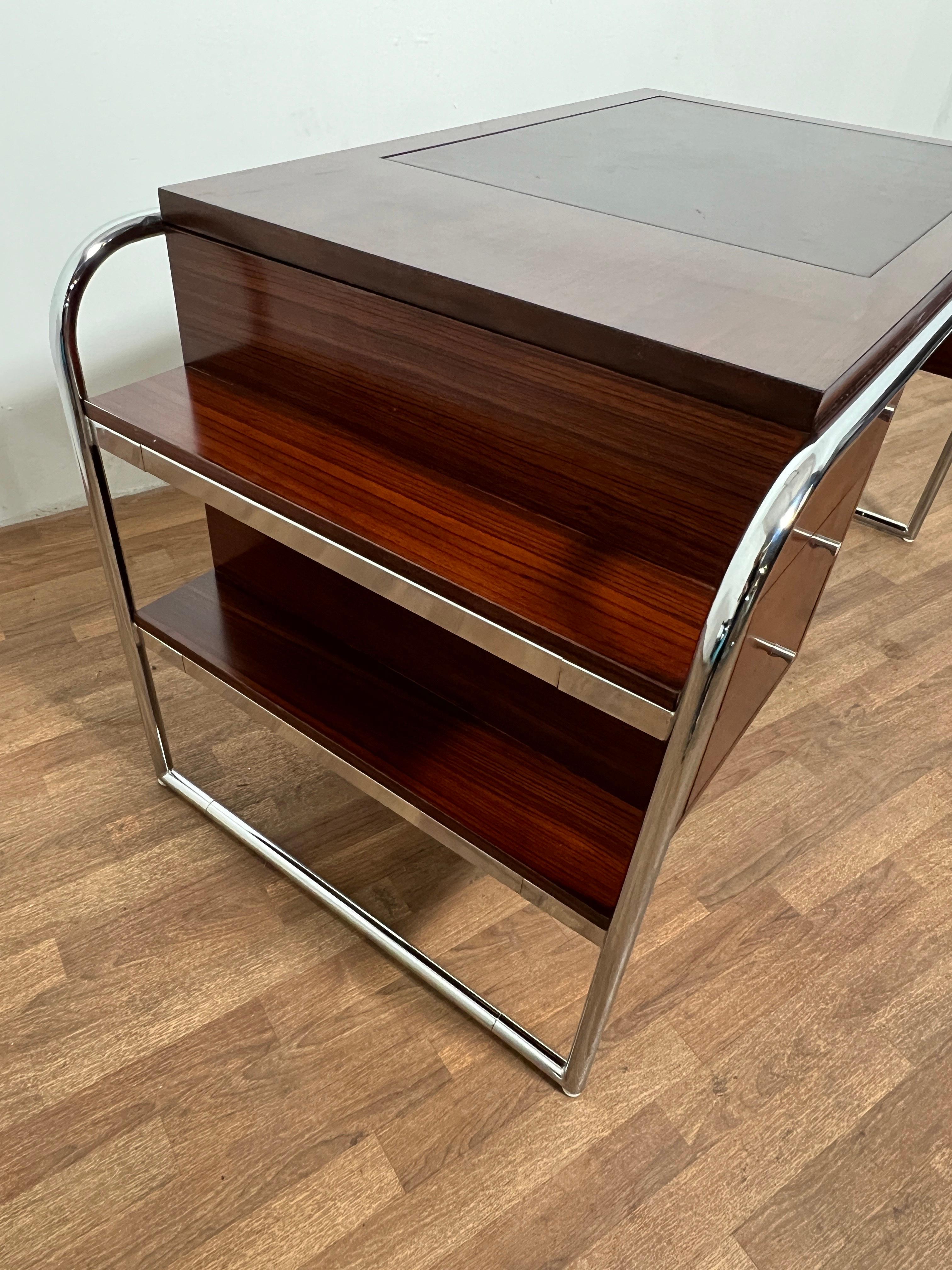 Ralph Lauren Bauhaus Inspired Desk in Rosewood, Chrome and Leather For Sale 5