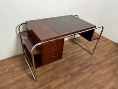 Ralph Lauren Bauhaus Inspired Desk in Wenge, Chrome and Leather