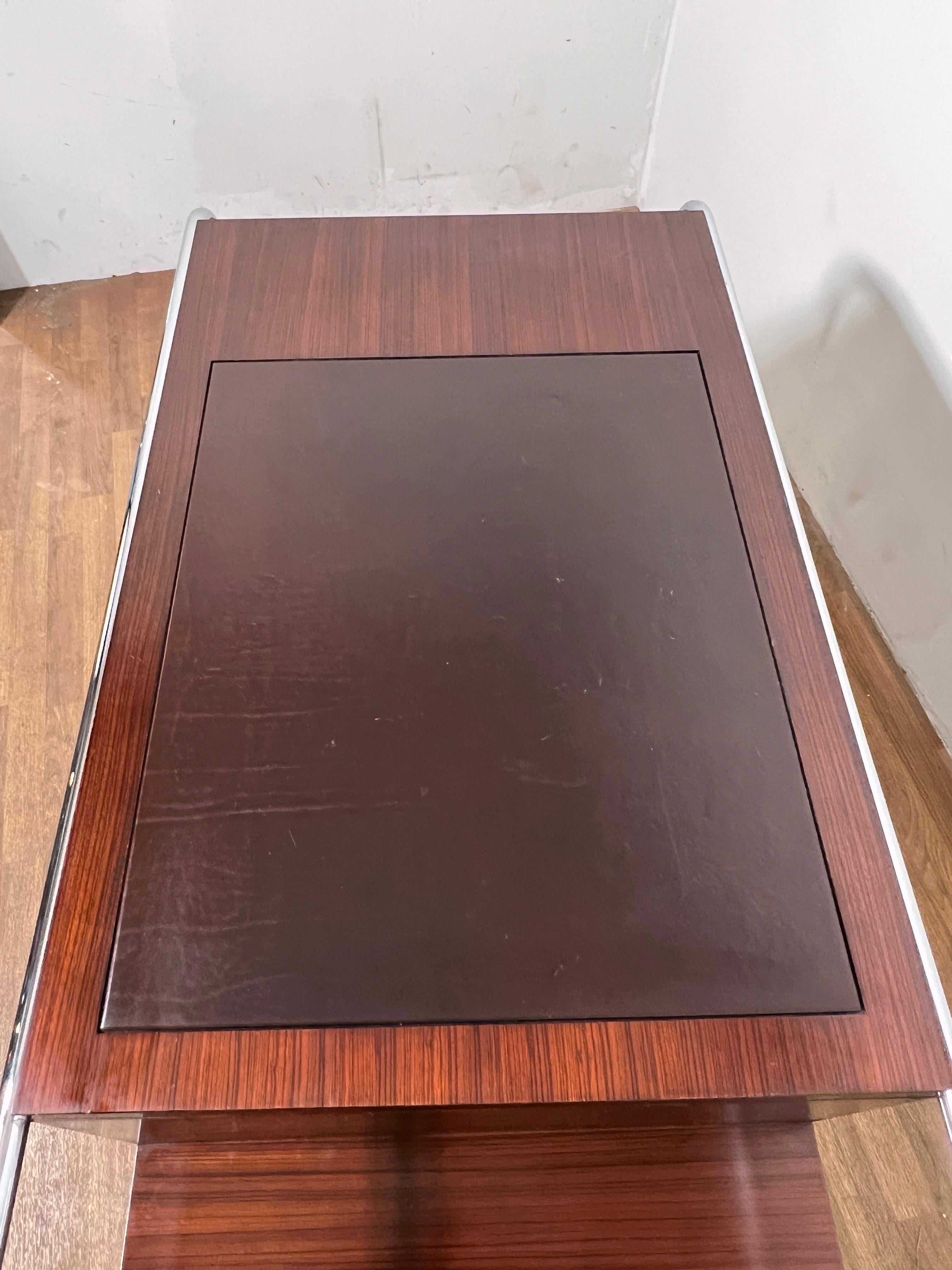 Ralph Lauren Bauhaus Inspired Desk in Rosewood, Chrome and Leather For Sale 2