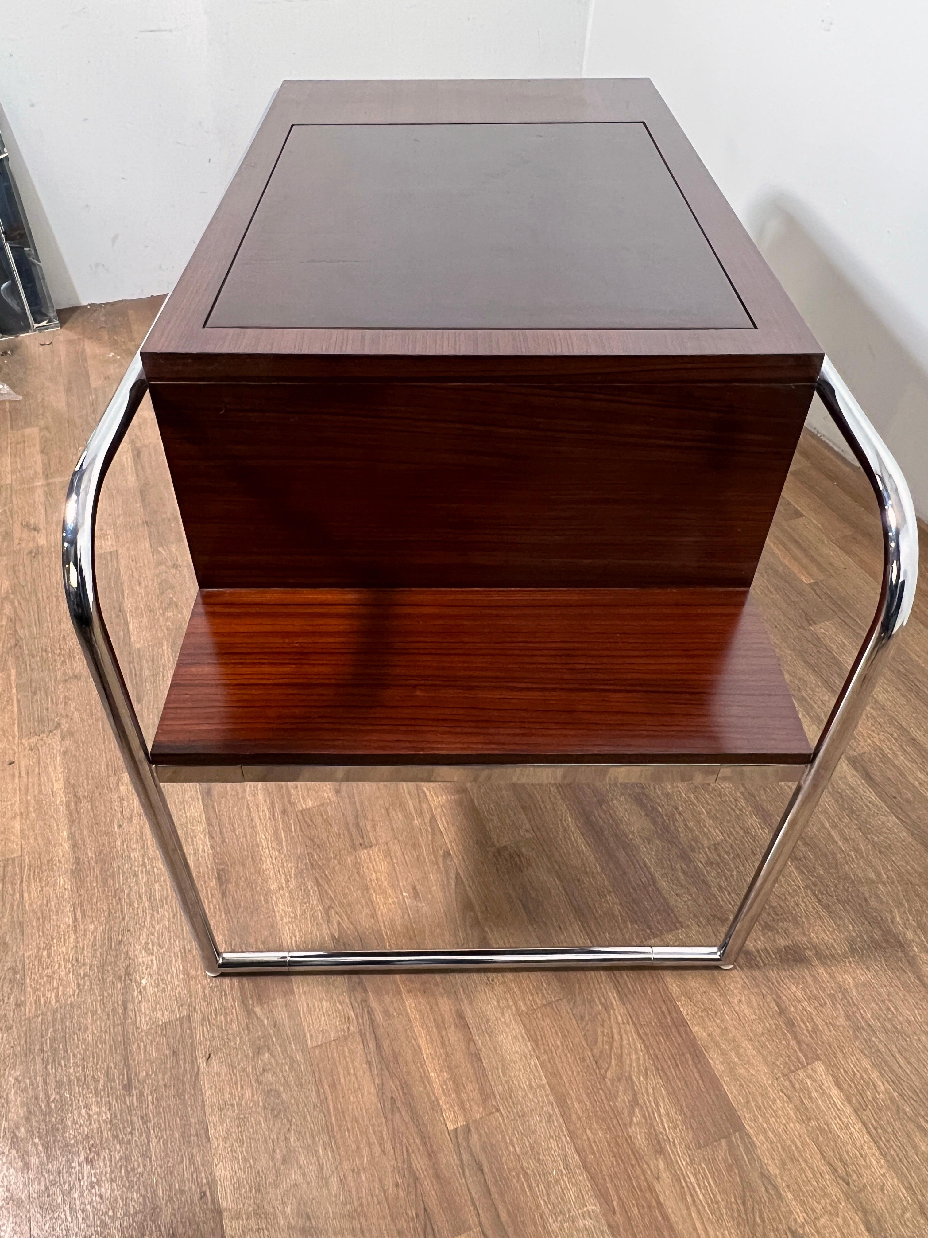 Ralph Lauren Bauhaus Inspired Desk in Rosewood, Chrome and Leather For Sale 3