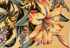 Ralph Lauren Beautiful "Blooming Orchids Bouquet" With Cream Borders Silk Scarf