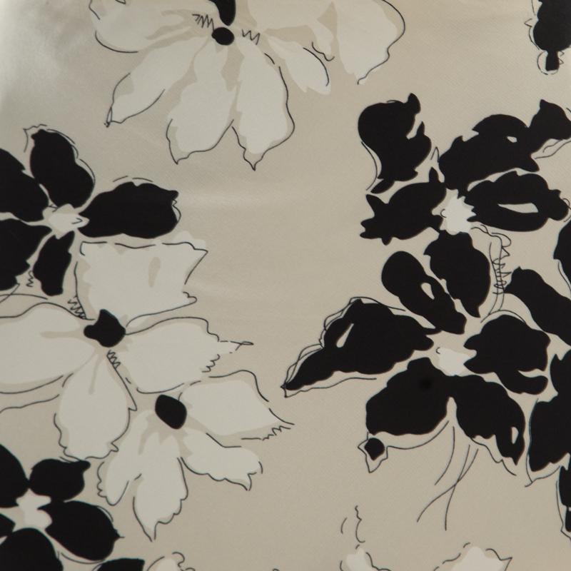 Women's Ralph Lauren Beige and Black Floral Printed Silk Ruffled Skirt L
