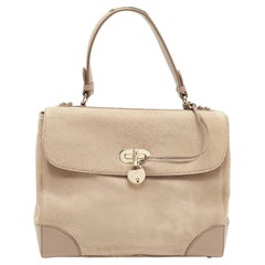 Ralph Lauren Beige Calfhair and Leather Tiffin Top Handle Bag