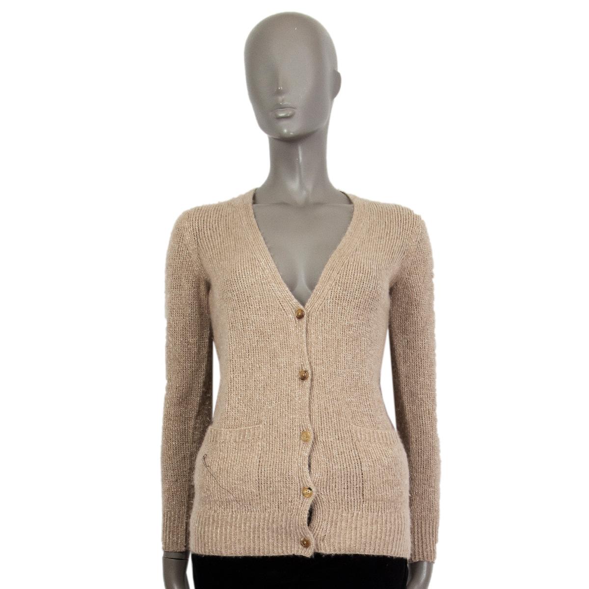 Beige RALPH LAUREN beige cashmere & silk BUTTON FRONT Cardigan Sweater S For Sale