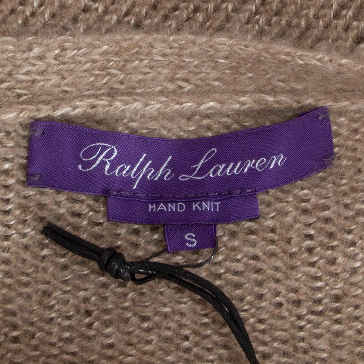 RALPH LAUREN beige cashmere & silk BUTTON FRONT Cardigan Sweater S In Excellent Condition In Zürich, CH