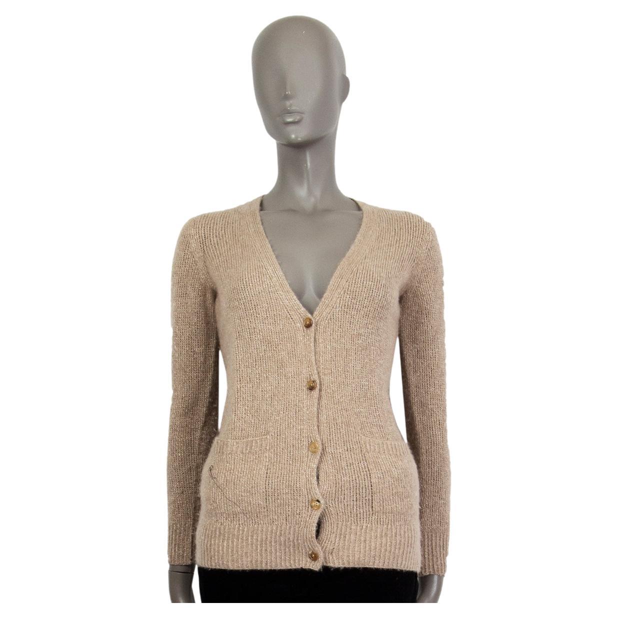 RALPH LAUREN beige cashmere & silk BUTTON FRONT Cardigan Sweater S For Sale