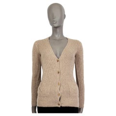 RALPH LAUREN - Pull cardigan en cachemire et soie beige BUTTON FRONT S