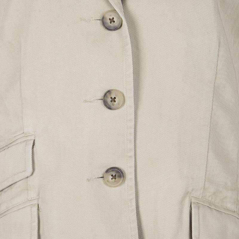 Ralph Lauren Beige Cotton Twill Leather Trim Button Front Jacket L 1