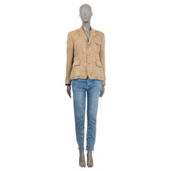 RALPH LAUREN beige HERRINGBONE-Blazerjacke aus Leinen 10 M