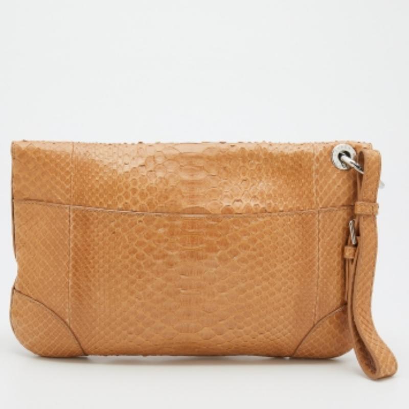 Donna Pochette da polso in pitone beige di Ralph Lauren in vendita