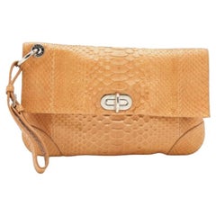 Pochette da polso in pitone beige di Ralph Lauren