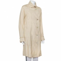 Ralph Lauren Beige Seide Knopfleiste Leichter Mantel S