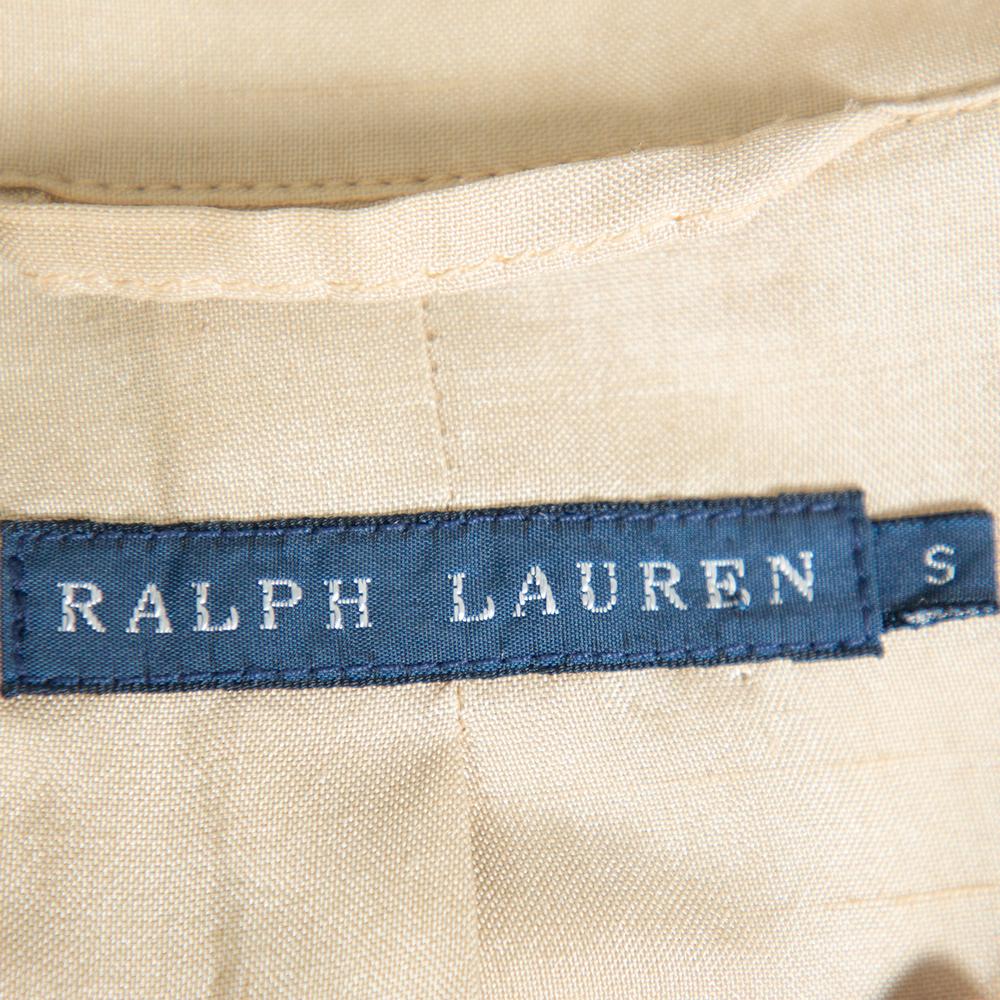 Women's Ralph Lauren Beige Silk Button Front Lightweight Coat S For Sale