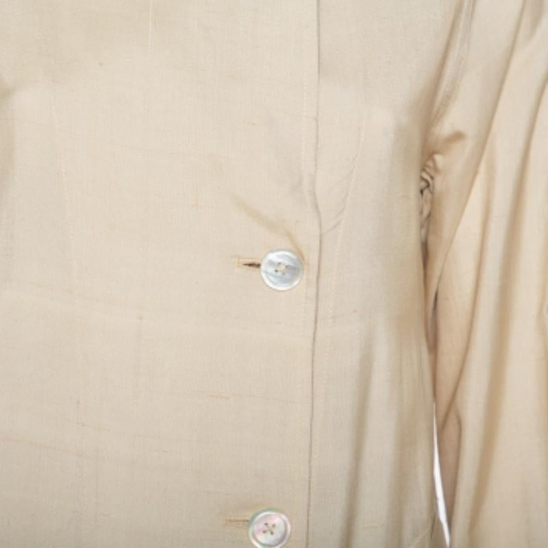 Ralph Lauren Beige Silk Button Front Lightweight Coat S For Sale 2