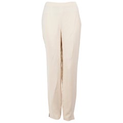 Ralph Lauren pantalon mince en soie beige, taille L