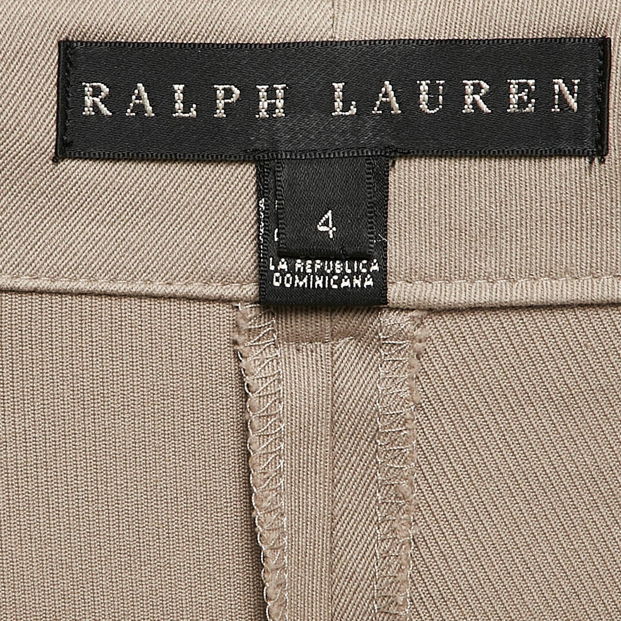 Ralph Lauren - Pantalon jodphur beige en tricot extensible à motifs S Pour femmes en vente