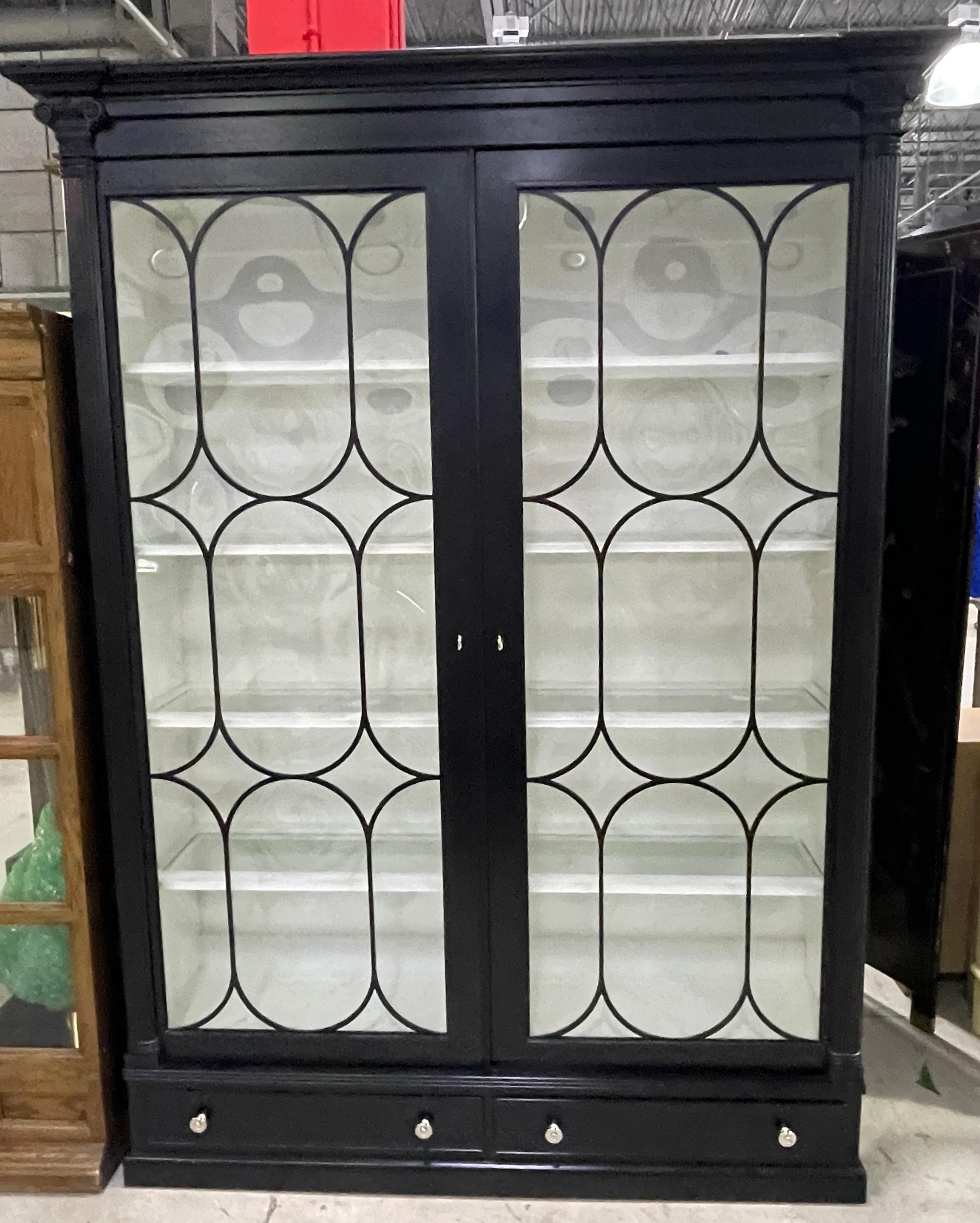 Ralph Lauren Bel Air Collection Ebonized Bookcase/Cabinet/ Vitrine  In Good Condition For Sale In West Palm Beach, FL