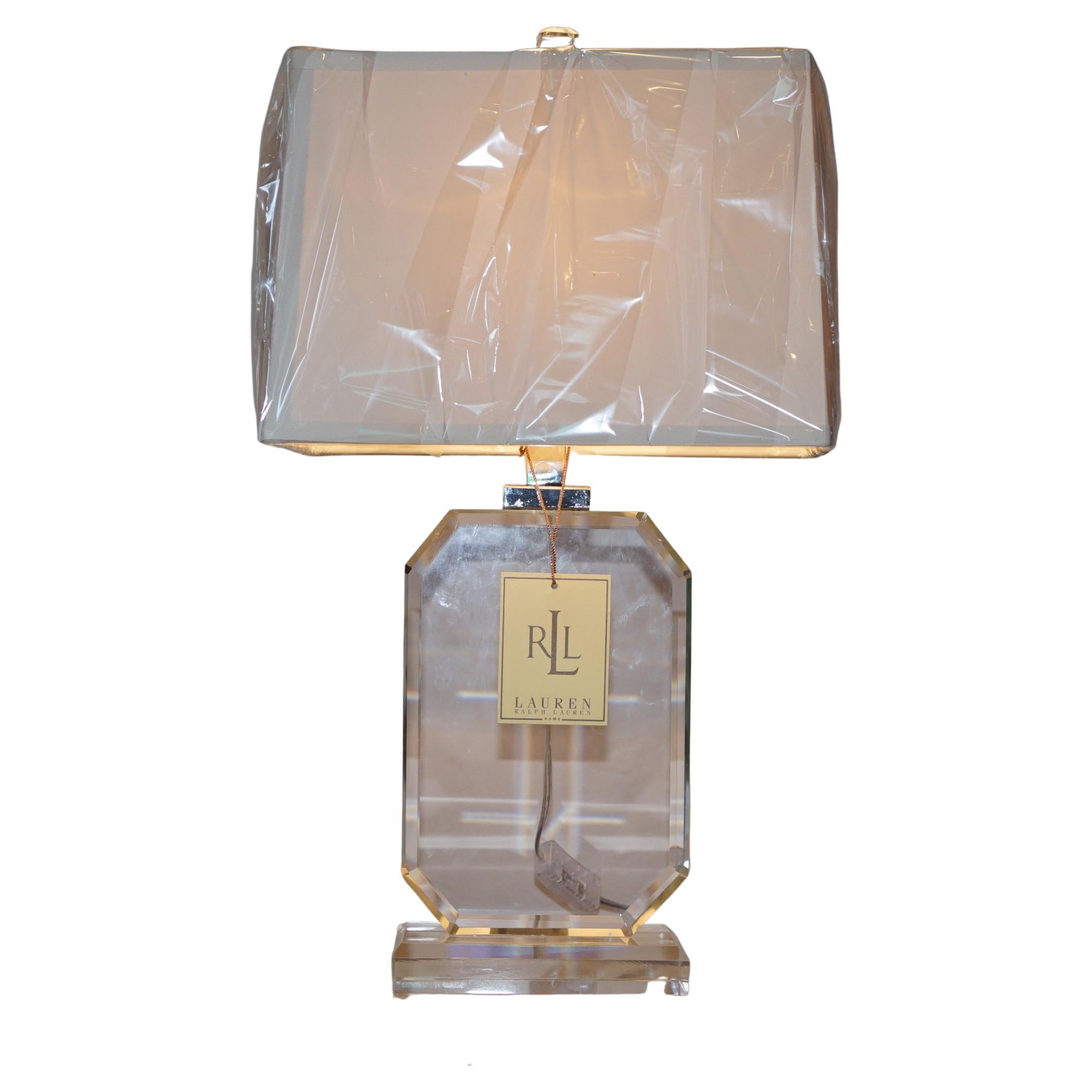 Ralph Lauren Bevelled Edge Perspex Table Lamp with Shade