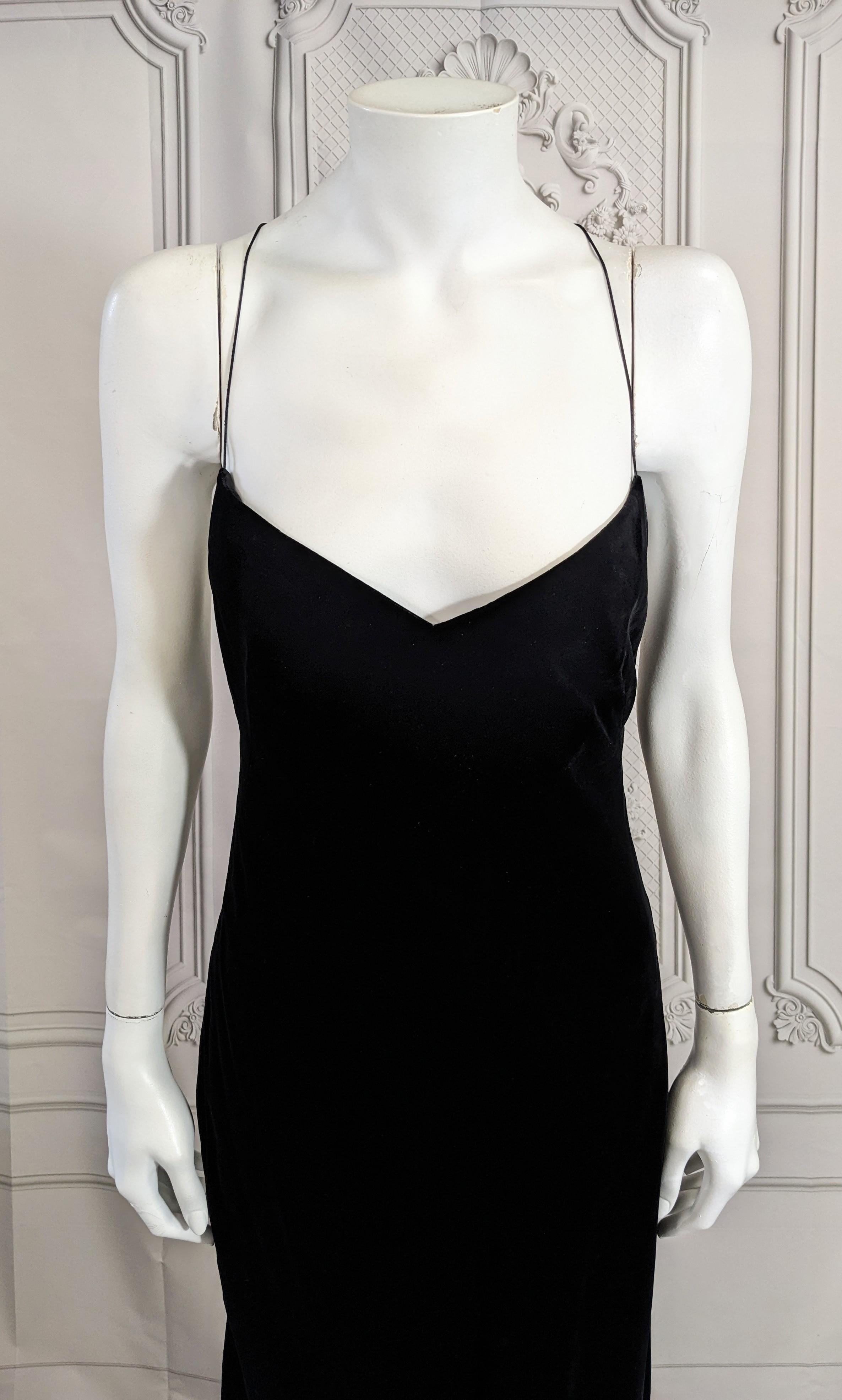 Black Ralph Lauren Bias Silk Velvet Slip Dress For Sale