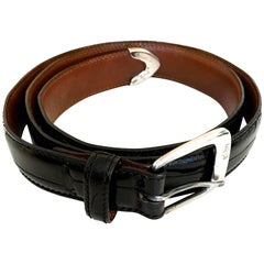 Ralph Lauren Black Alligator Belt - Sterling Silver Buckle - Size 95 / 80