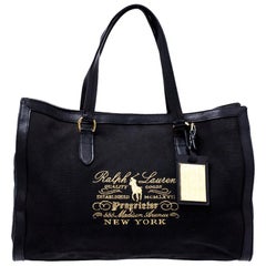Ralph Lauren Black Canvas and Leather Shopper Tote