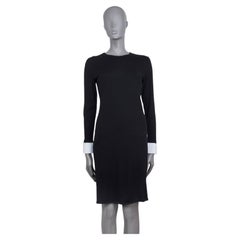 RALPH LAUREN black cashmere WHITE CUFF KNIT Dress M