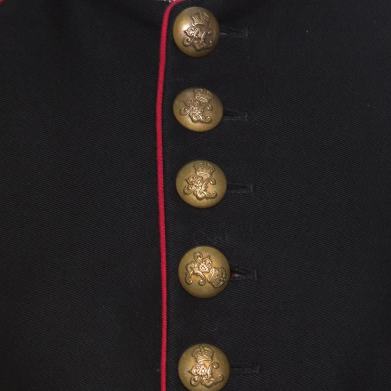 Women's Ralph Lauren Black Cotton Twill Metallic Cord Embellished Military Jacket S