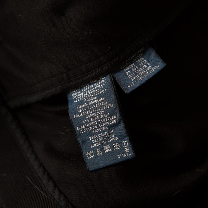 Ralph Lauren Black Cotton Twill Metallic Cord Embellished Military Jacket S 1