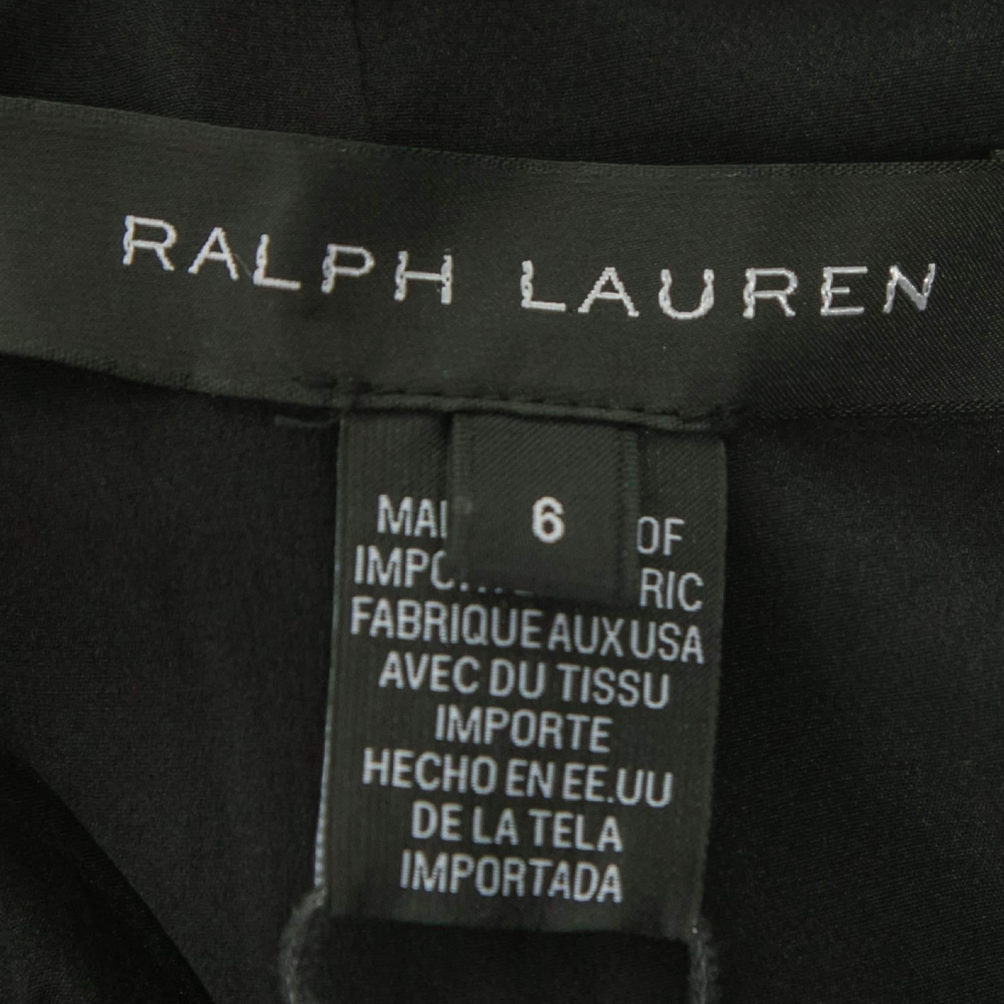 Ralph Lauren Black Crepe Sleeveless Flared Midi Dress M In New Condition In Dubai, Al Qouz 2