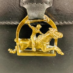 RALPH LAUREN Black Equestrian Leather Shoulder Bag Handbag