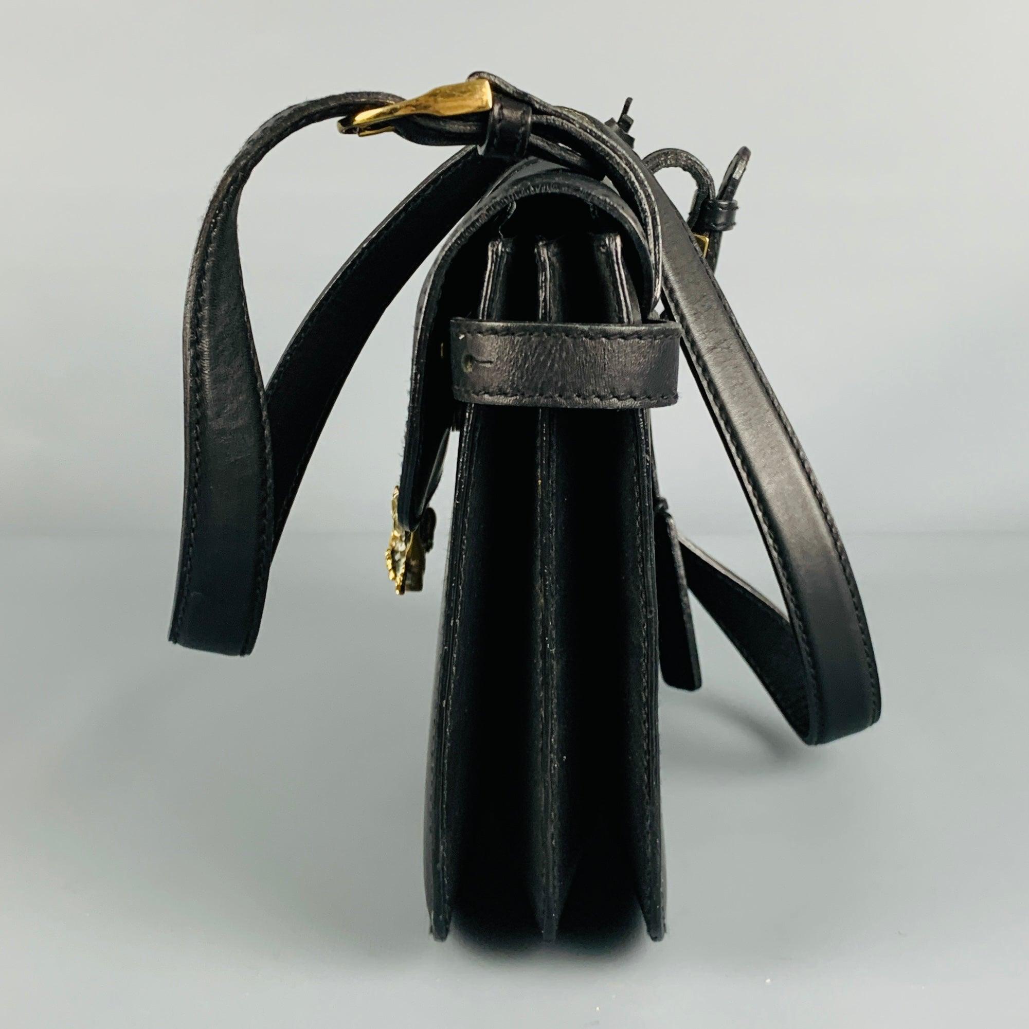 RALPH LAUREN Black Equestrian Leather Shoulder Bag Handbag 1