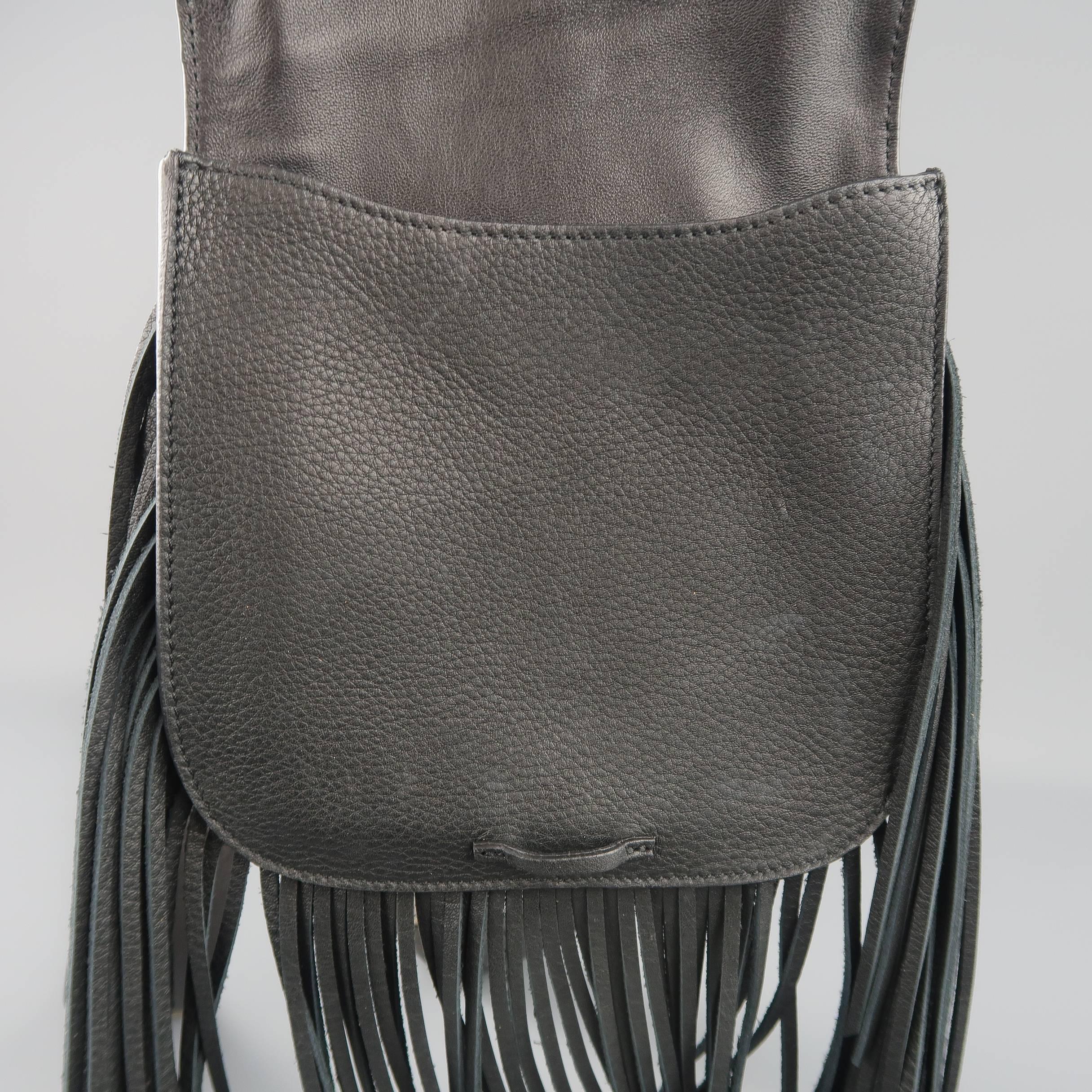 RALPH LAUREN Black Fringe Leather Cross Body RL 1967 Handbag 4