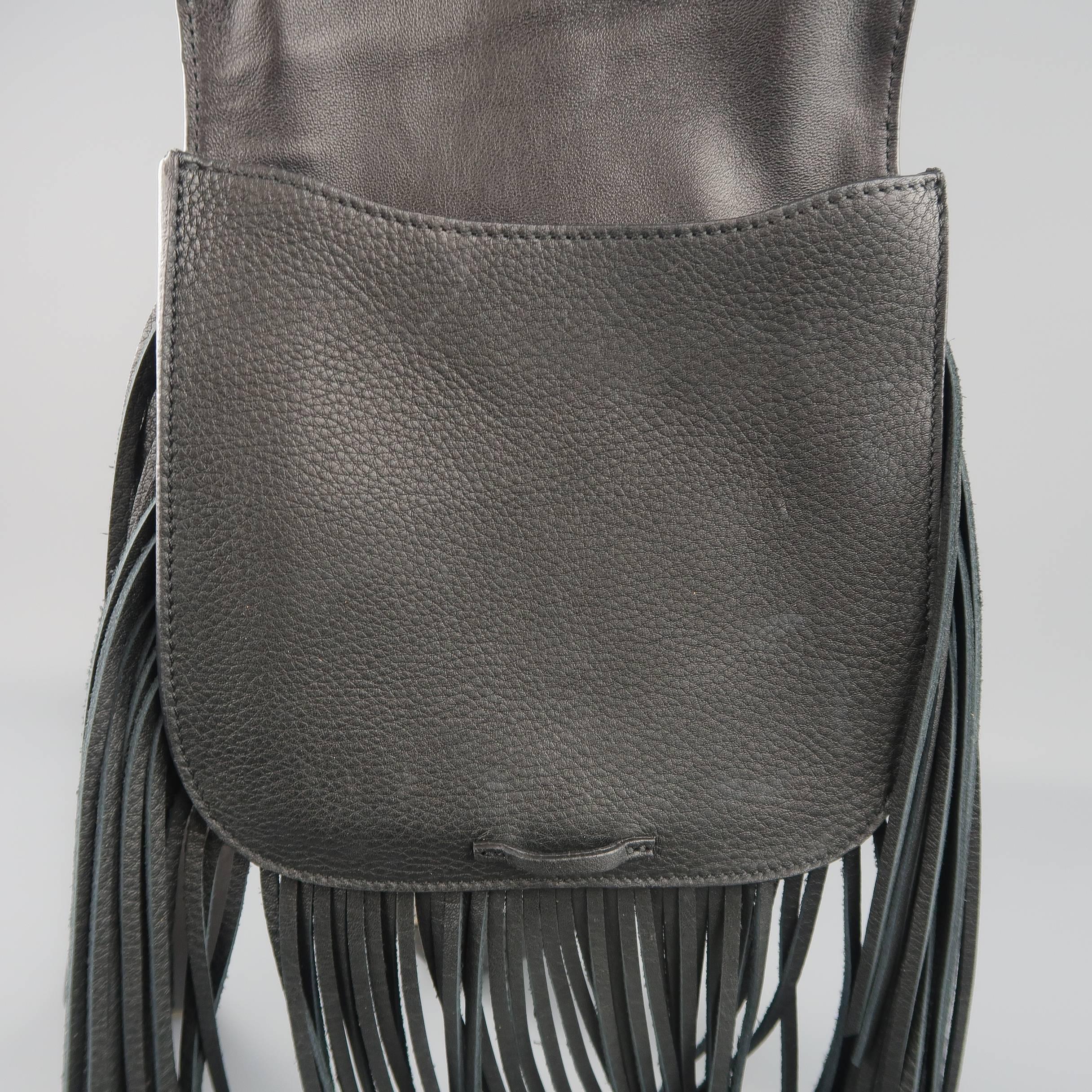 RALPH LAUREN Black Fringe Leather Cross Body RL 1967 Handbag 6