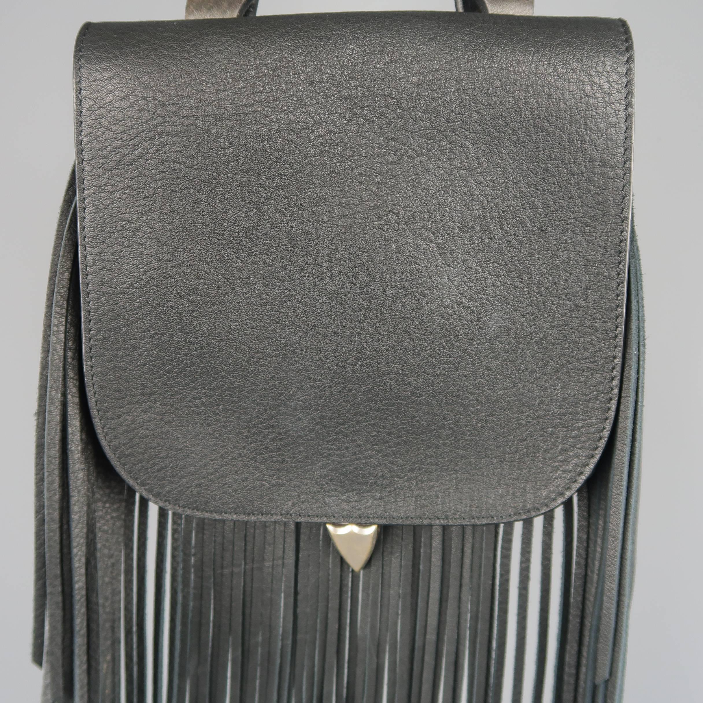 RALPH LAUREN Black Fringe Leather Cross Body RL 1967 Handbag Bon état à San Francisco, CA
